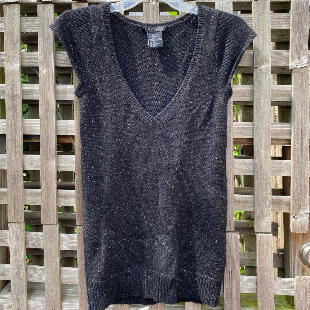 Theory Black Shimmery Knit Top